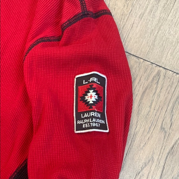 Lauren Ralph Lauren Red Athletic Half-Zip Top with Black Trim - Picture 2 of 11